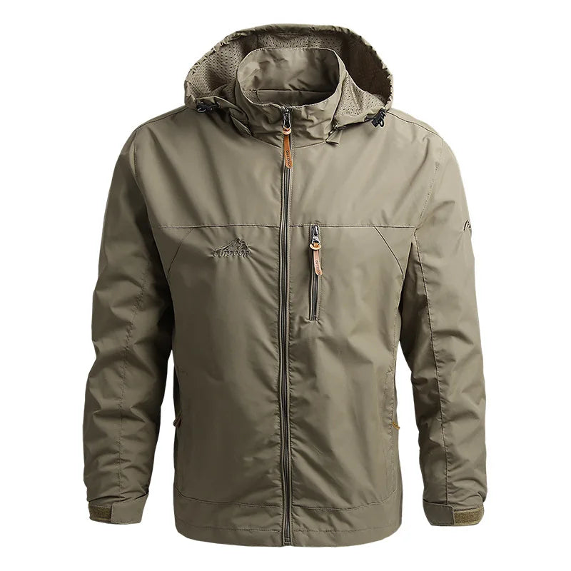 Men's Tactical Windbreaker Jacket - Waterproof Hooded Lightweight Outdoor Coat