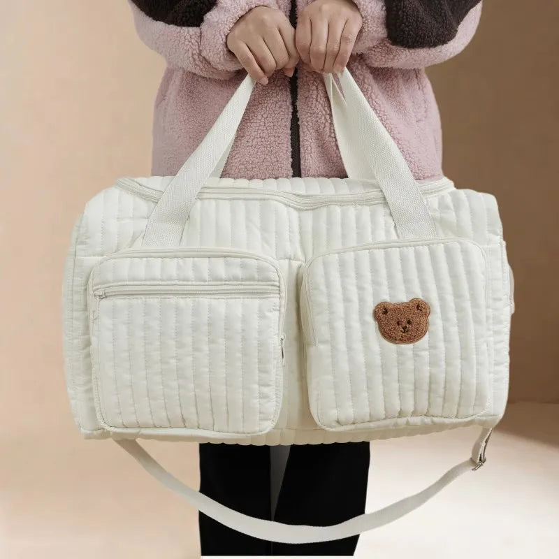 Large Capacity Mommy Diaper Tote Cotton Shoulder Maternity Bag for Women