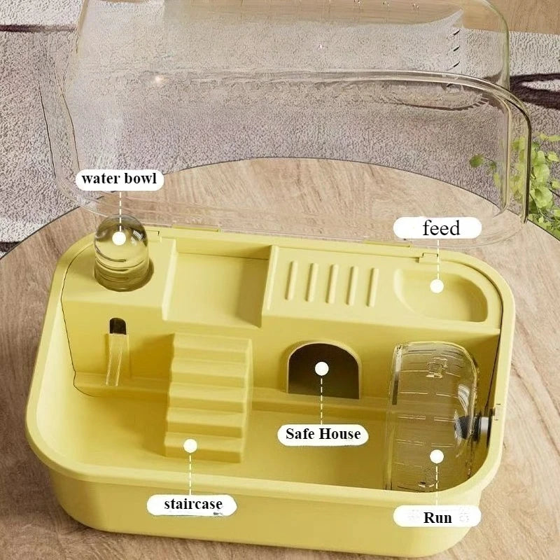 Large Chew-Proof Hamster Cage with Openable Top and Acrylic Panels – Solid Small Pet Habitat