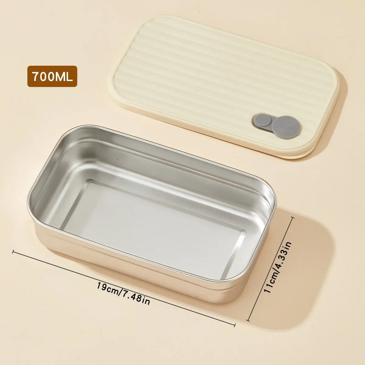 304 Stainless Steel Bento Box - Divided Airtight Lunch Box with Lid, Leakproof Meal Prep Container for Kids & Students