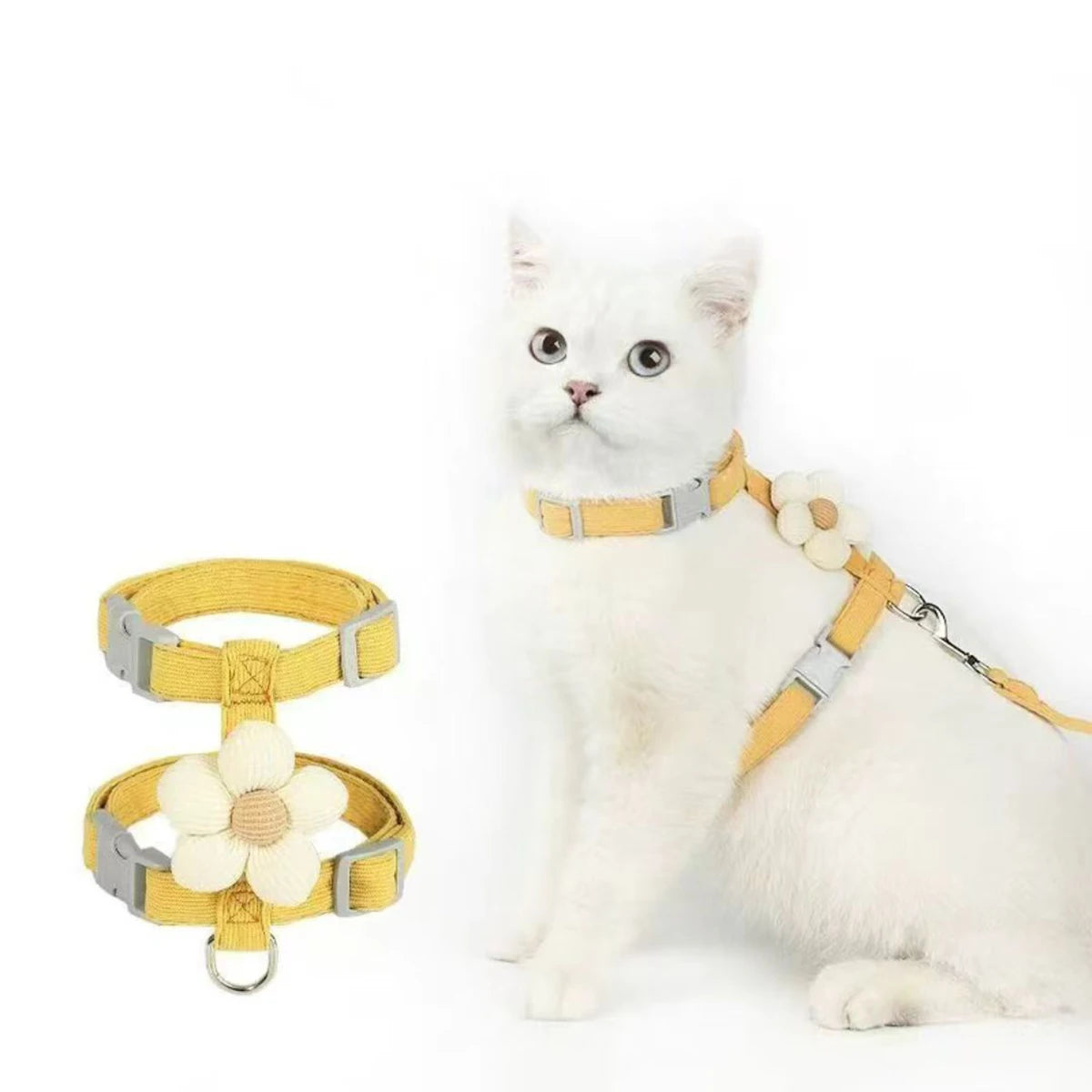 Adjustable Breathable Cat & Small Dog Harness with 120 cm (47 in) Leash, Escape-Proof Chest Strap S/M