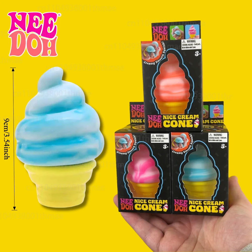 Surprise Ice Cream Cone Squishy Stress Relief Toy - Sensory Fidget, Party Favor & Home Decor