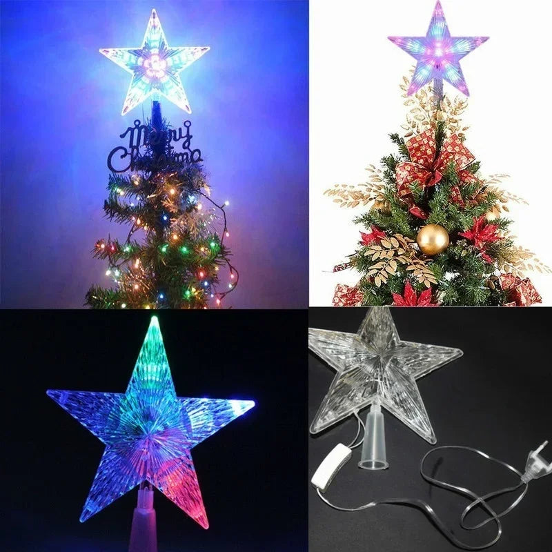 Color Changing LED Rotating Star Christmas Tree Topper 15 cm (5.9 in) Shiny Party Light