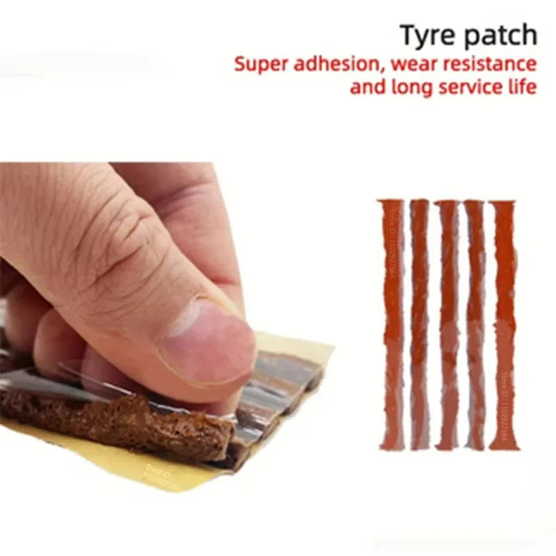 7/13-Piece T-Handle Tire Repair Kit - Tire Plug Repair Kit with Spiral Probe, Fork Tool, Repair Strips & Pliers for Car Motorcycle ATV