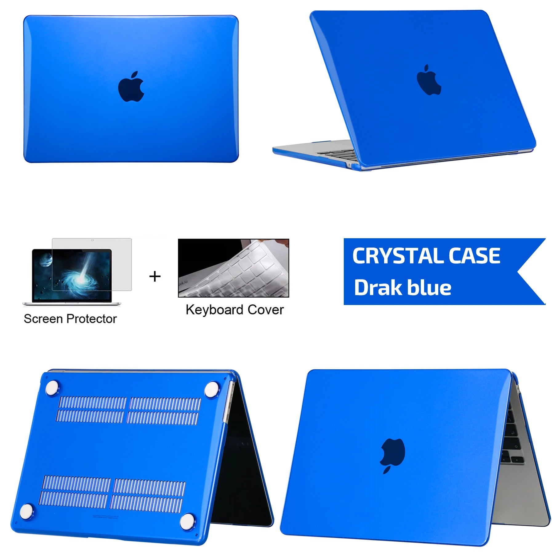 Hard Shell Protective Laptop Case for MacBook Air & Pro 13/13.6/14/16 Inch – PVC Snap-On Cover with Keyboard Cover & Screen Protector
