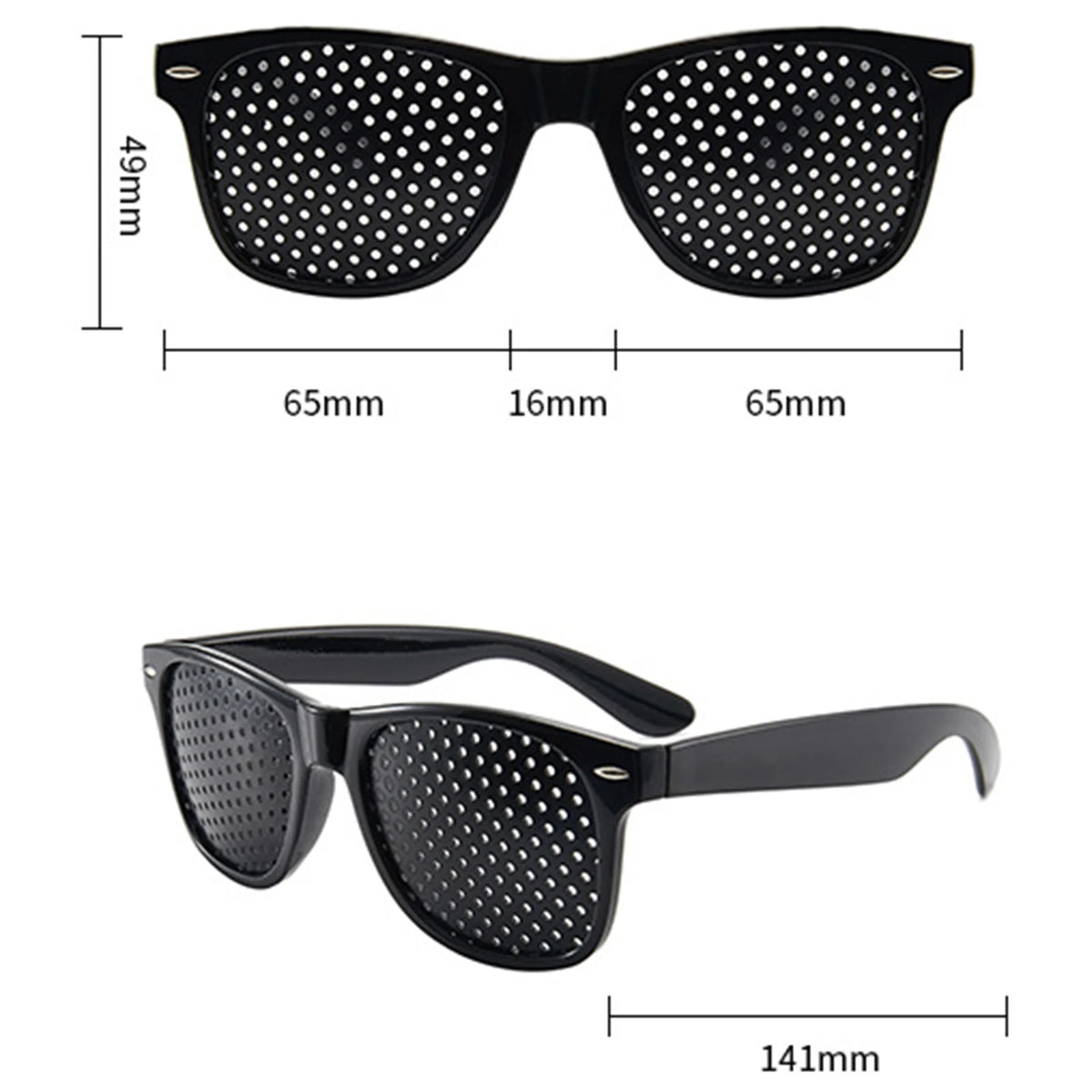 Pinhole Vision Glasses for Eyesight Improvement Anti-Myopia Astigmatism Correction Eye Fatigue Relief Unisex Black Frame