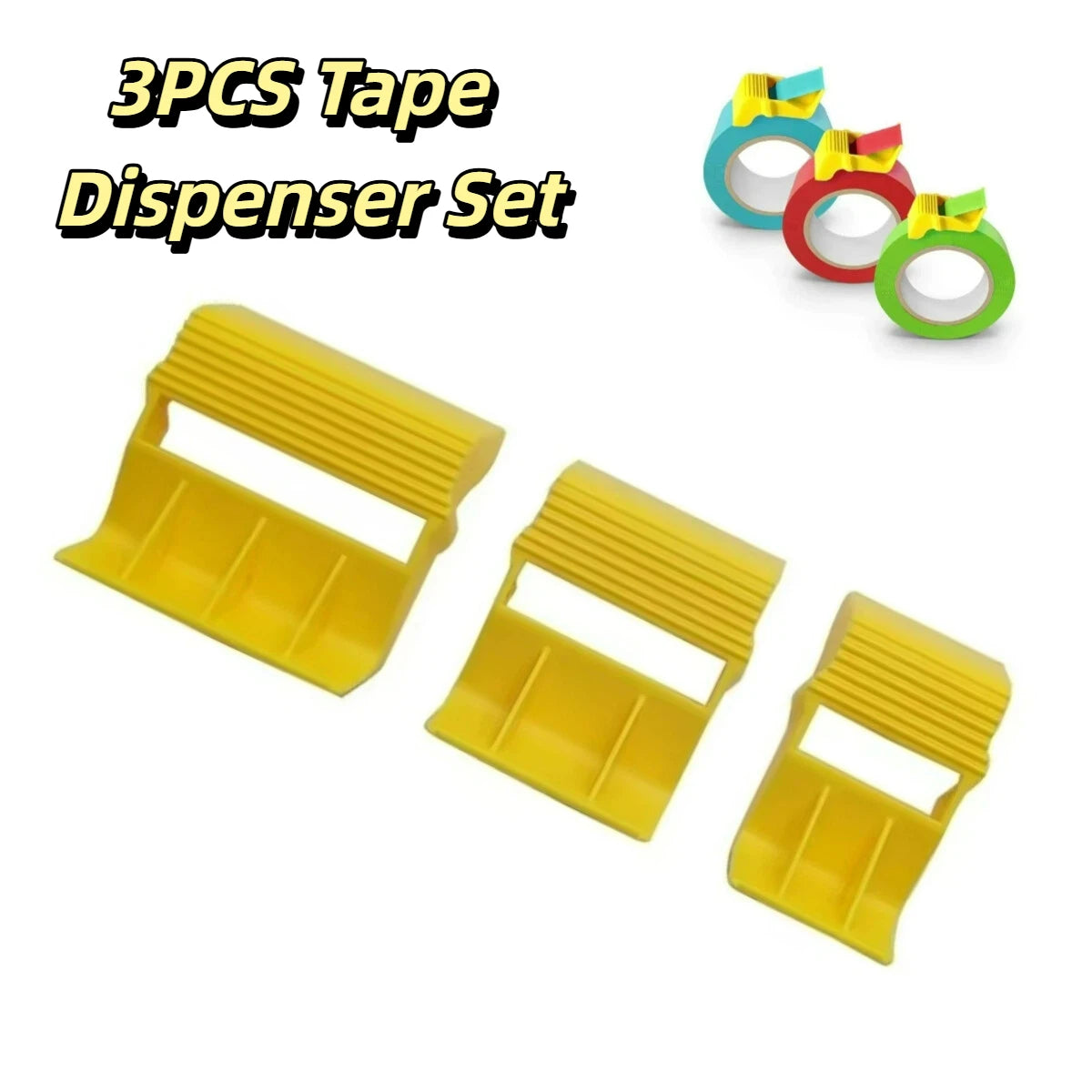 3-Pack Handheld Tape Dispenser Set for Masking and Paper Tape Cutter — DIY Crafts