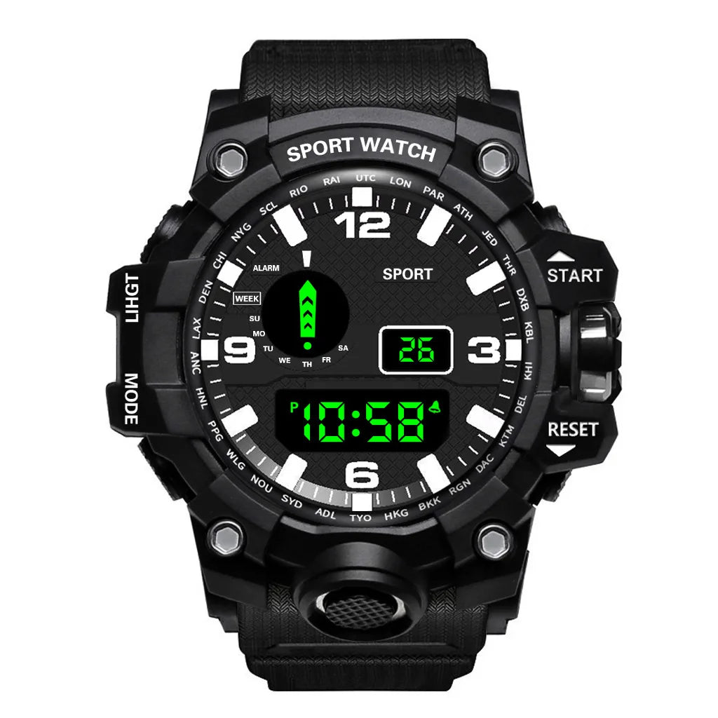 Men's Sports Digital Watch - Large 55mm Dial, Waterproof 3ATM (30M), Luminous Alarm & Stopwatch