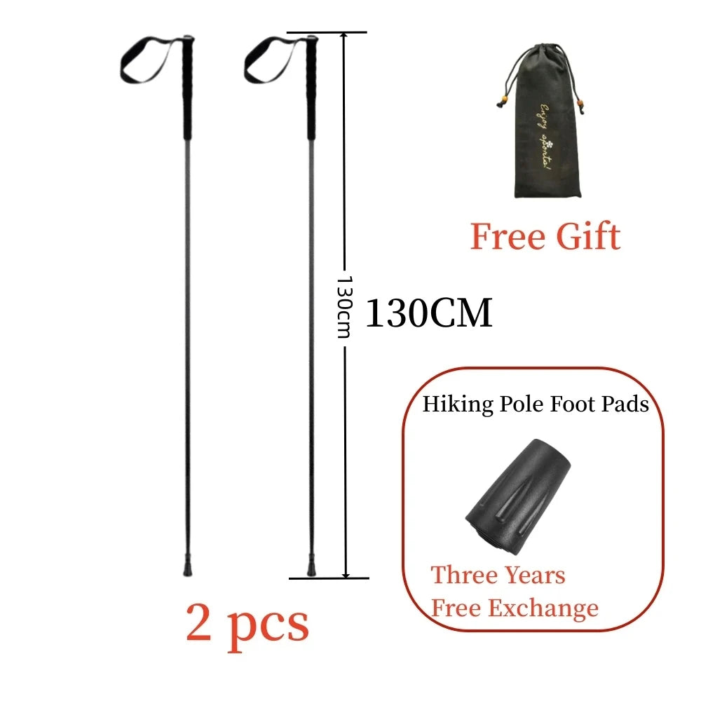 Ultralight Carbon Fiber Trekking Poles 5-Section Folding Anti-Shock Hiking and Walking Sticks 110/120/130 cm (43/47/51 in)