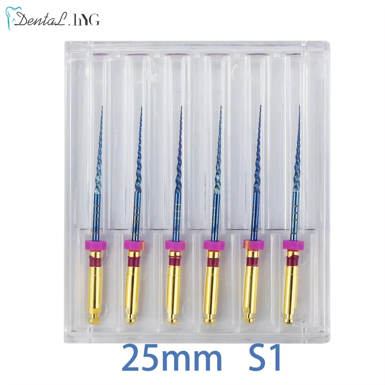 Gold-Coated NiTi Rotary Root Canal Files 6-Pack - Endodontic Files 19mm (0.75in) & 21mm (0.83in)