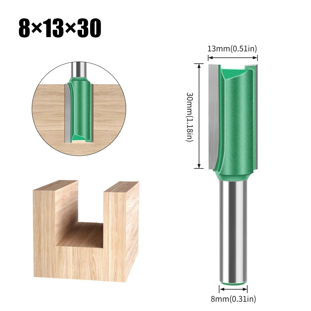 Tungsten Carbide Router Bit 3-20mm (0.12-0.79 in) Diameter, 8mm (0.315 in) Shank, Single/Double Flute Straight Bit for Woodworking