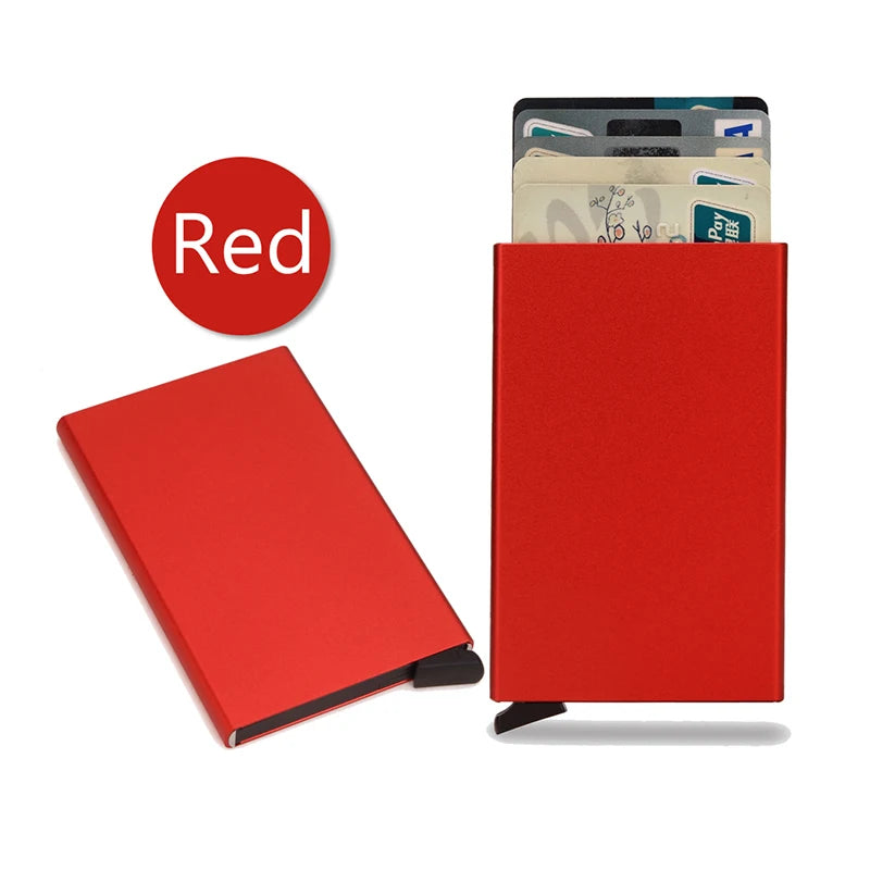 RFID Metal Pop-Up Card Holder Wallet – Slim Minimalist Small Black Unisex