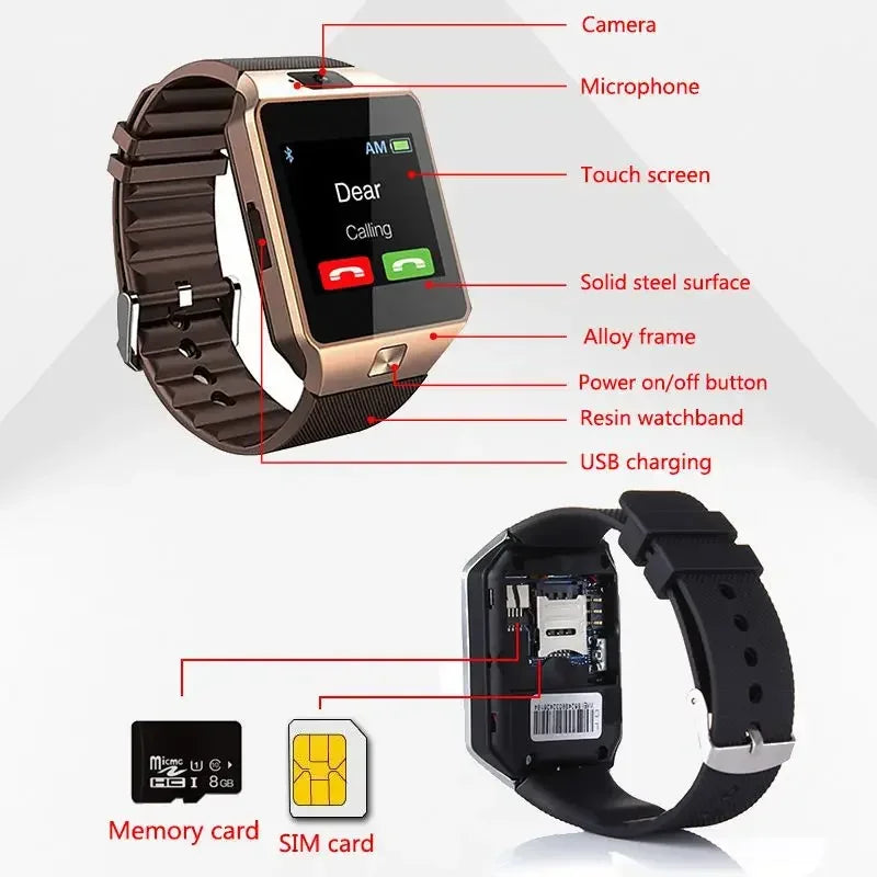 1.56-inch Touch Screen Smartwatch with SIM Support, Bluetooth Calls, Camera & Fitness Tracker