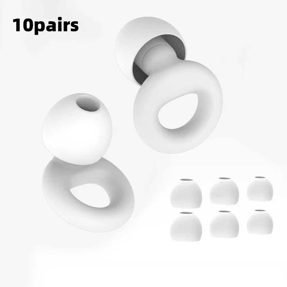 Silicone Earplugs 4 Pairs - Reusable Hypoallergenic Ear Plugs for Swimming & Sleep Noise Reduction (XS S M L)