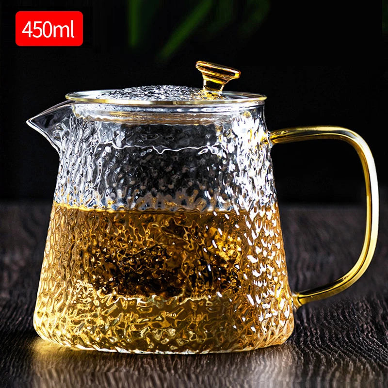 Heat-Resistant Borosilicate Glass Teapot 450 mL (15.2 oz) — Kung Fu Tea Kettle for Puer, Coffee & Office