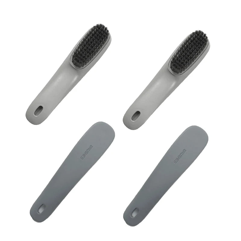 Multi-Purpose Shoe & Clothes Cleaning Brush – Plastic Scrub Brush (17 x 4 x 3 cm / 6.7 x 1.6 x 1.2 in) – 1/2/4-Pack
