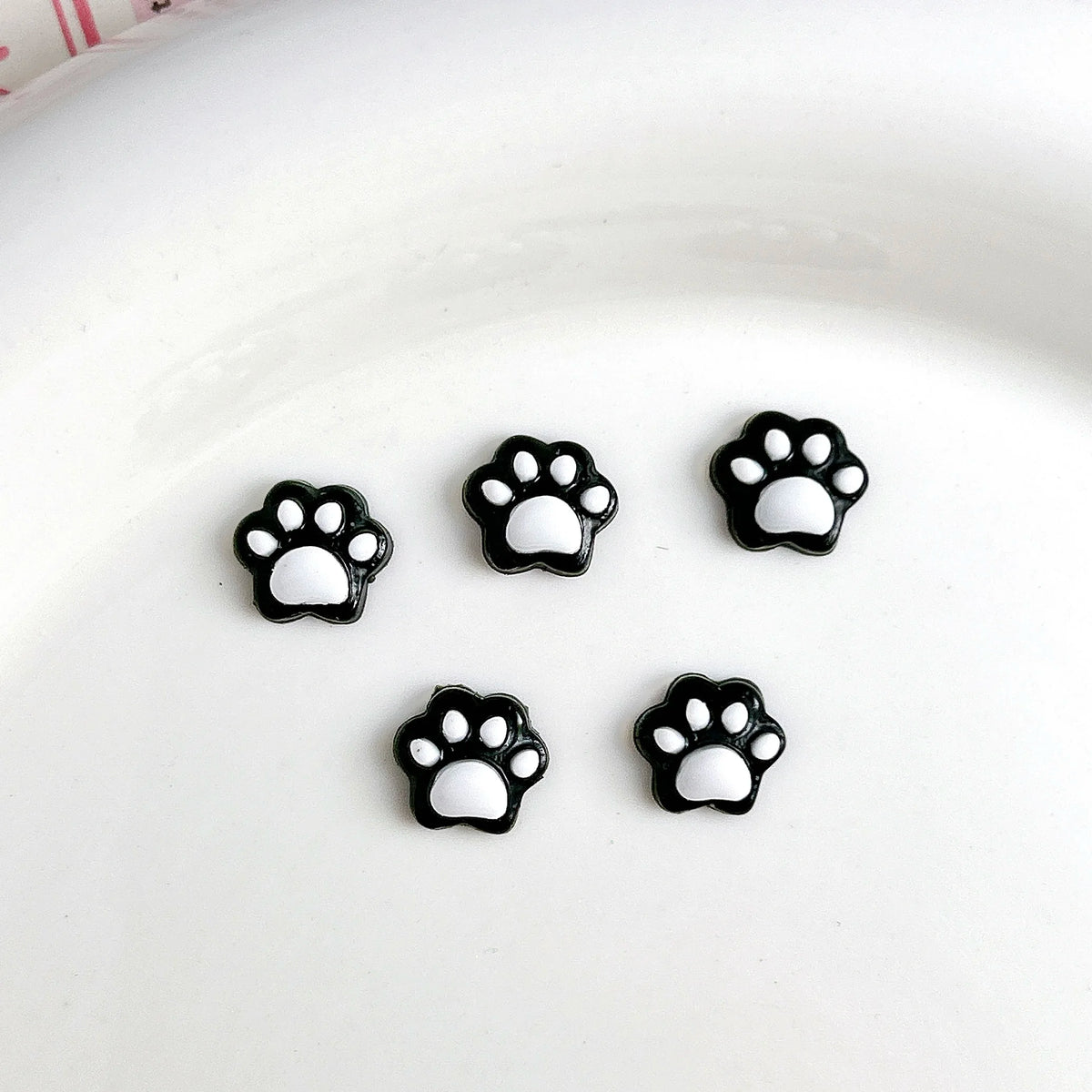 30-Pack Kawaii Puppy & Cat Paw Resin Nail Charms – Luminous Double-Color Nail Art Decorations