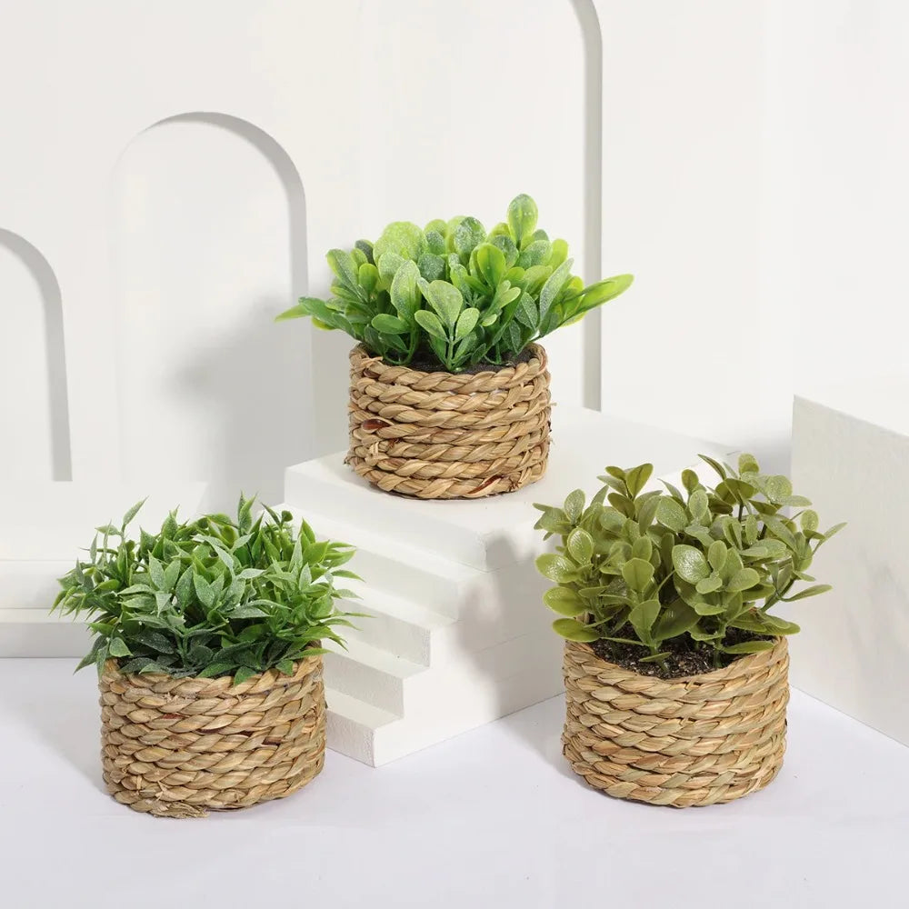 Faux Eucalyptus Potted Plant 11 cm (4.33 in) Green Artificial Tabletop Plant for Home and Office Decor