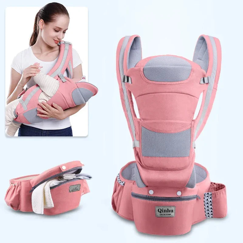 Ergonomic Newborn & Infant Hipseat Baby Carrier Sling — Front & Back Facing Travel Kangaroo Wrap