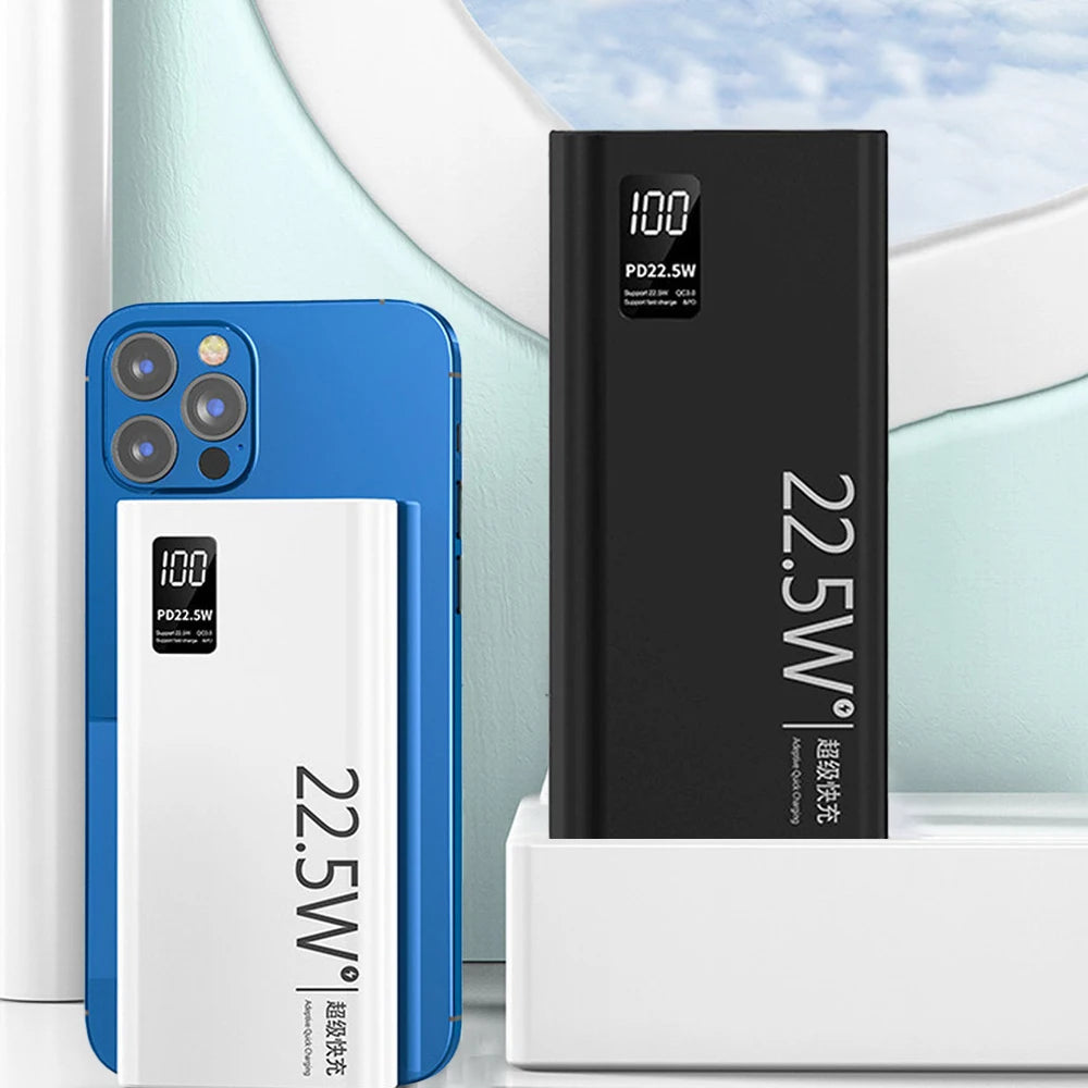 Portable Charger 20,000mAh with LCD Screen - USB-C Power Bank Fast Charging 2 Outputs for Phone, Tablet, and Headphones