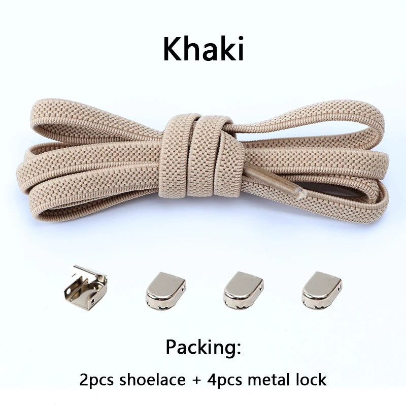 No-Tie Elastic Shoelaces with Metal Buckles – 1 Pair Quick Laces, One Size Fits All for Adults & Kids (105 cm / 41.3 in)