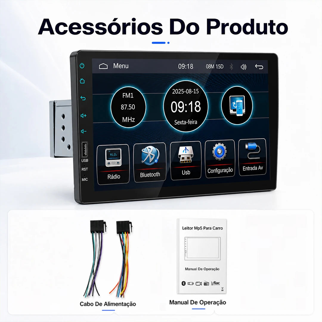 9-Inch (23 cm) 1-DIN Car MP5 Stereo Bluetooth Touchscreen Radio Mirror Link FM Multimedia Player