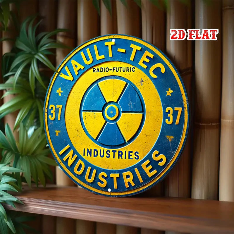Blue Round Aluminum Sign 7.87 in (20 cm) Industrial Wall Plaque - 1-Pack