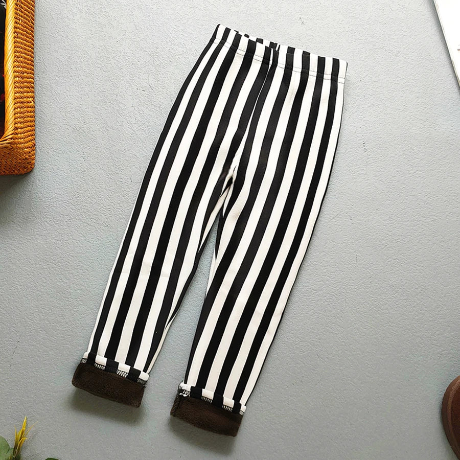 Girls Floral Fleece-Lined Leggings - Thick Warm Winter Pants for Toddlers and Kids (2-11 Years)