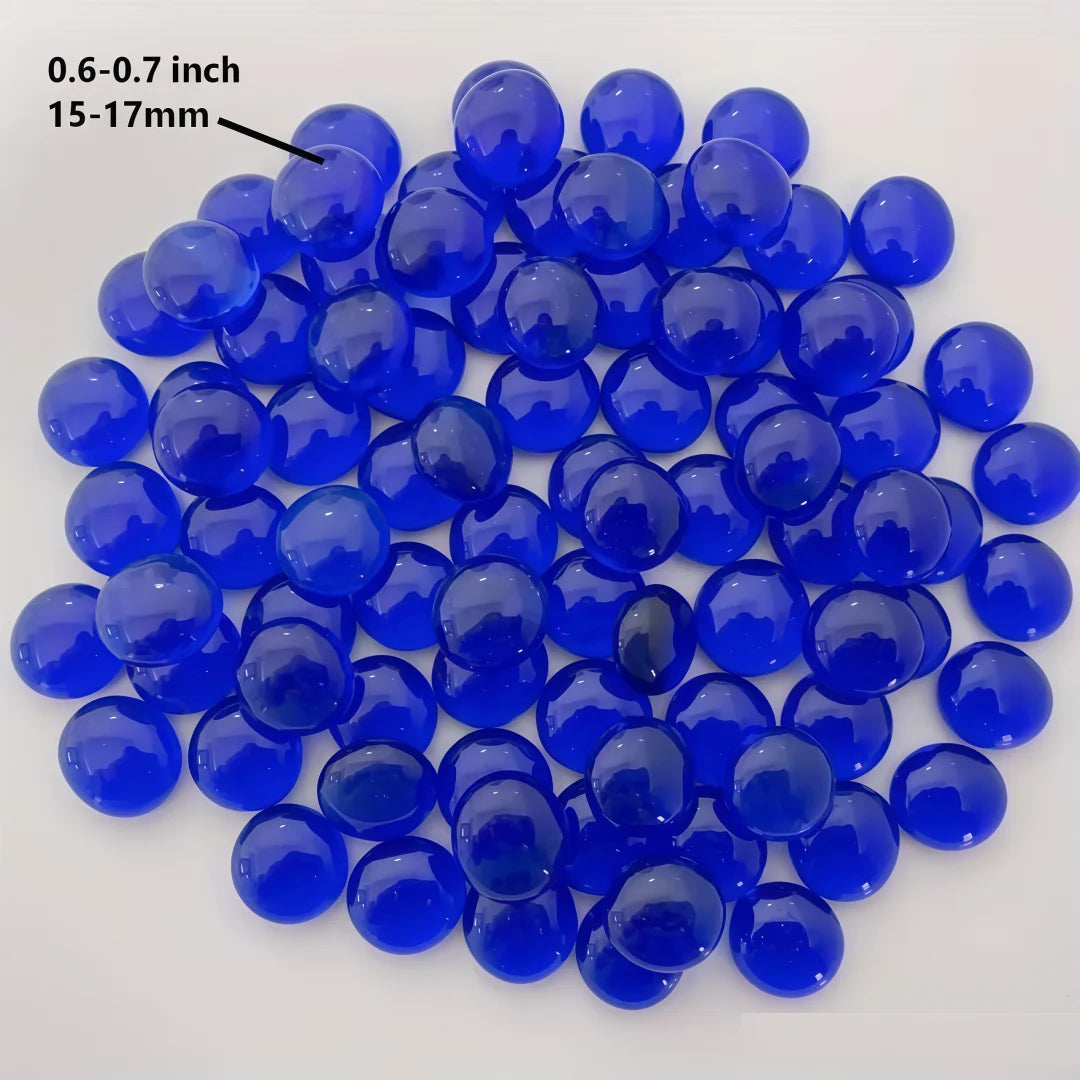 Vibrant Blue Glass Beads, 15–17mm (0.59–0.67 in), 50g/100g/200g (1.76/3.53/7.05 oz) for DIY Crafts, Vase Fillers & Aquarium Decor