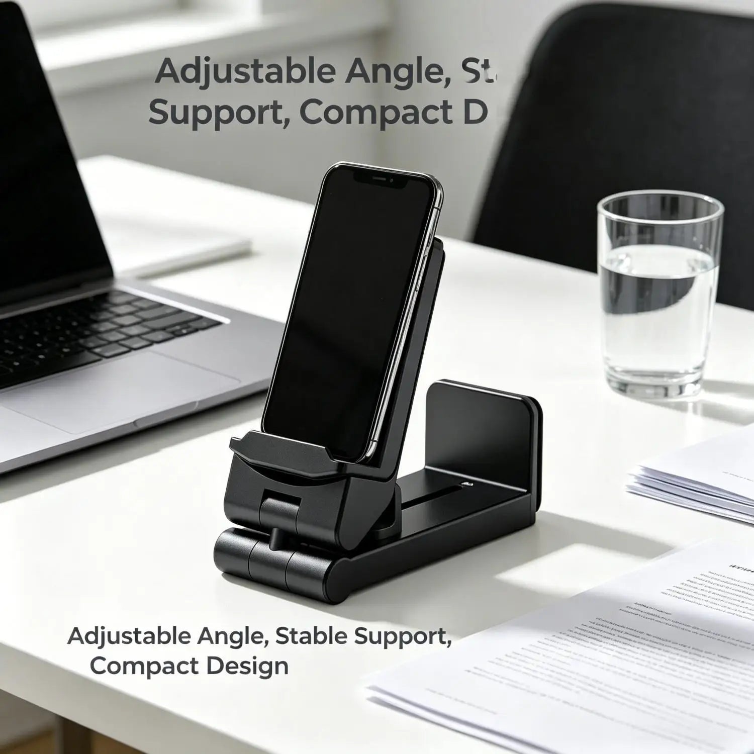 Foldable Rotating Phone Stand - Portable Adjustable Hands-Free Mount for Airplane, Train & Desk