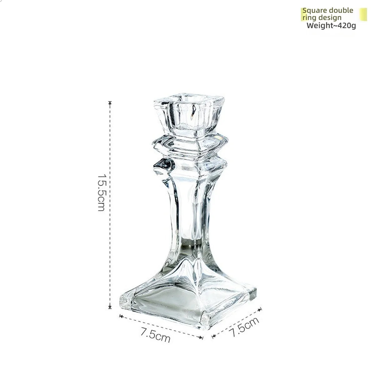 Clear Glass Pillar Candle Holder Table Candlestick for Dining Room Decor