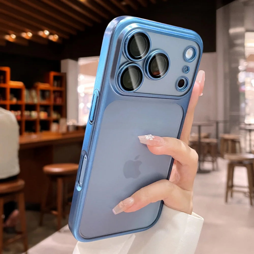 Matte Transparent Slim Shockproof Phone Case with Glass Camera Protection - Magnetic MagSafe Clear Hard PC Bumper