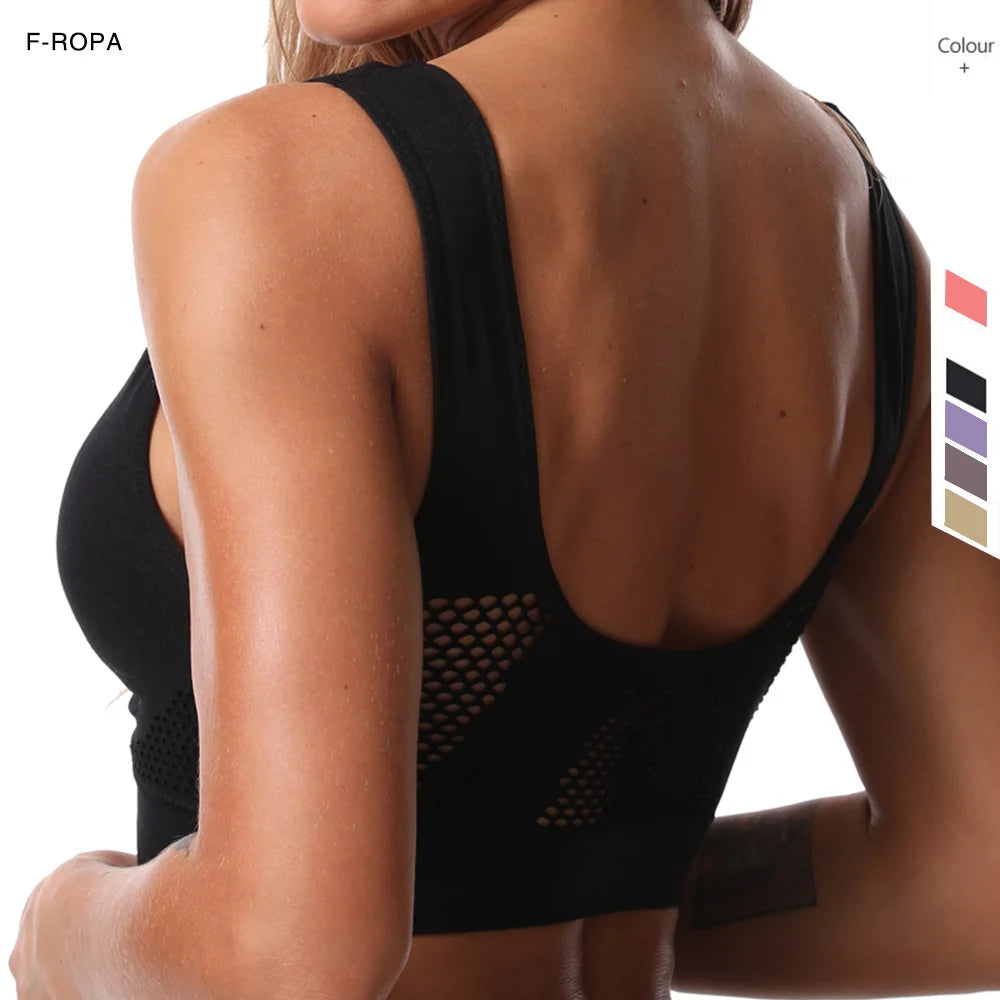 Seamless Mesh Plus Size Sports Bra Wireless Shockproof Breathable Yoga and Gym Crop Top Up to 6XL