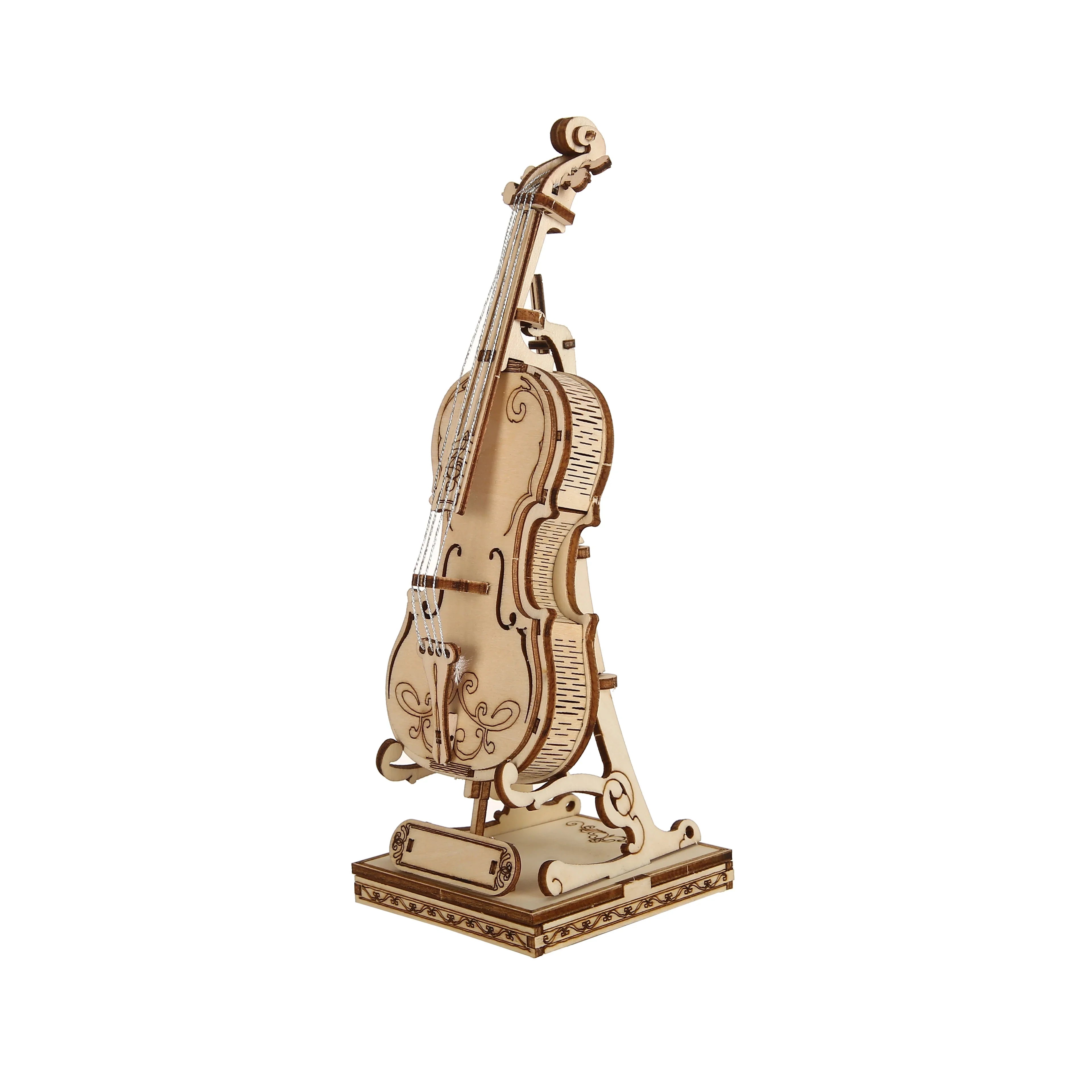 Violin 3D Wooden Puzzle Kit - DIY Scale Model, Mechanical Building Toy & Home Decor