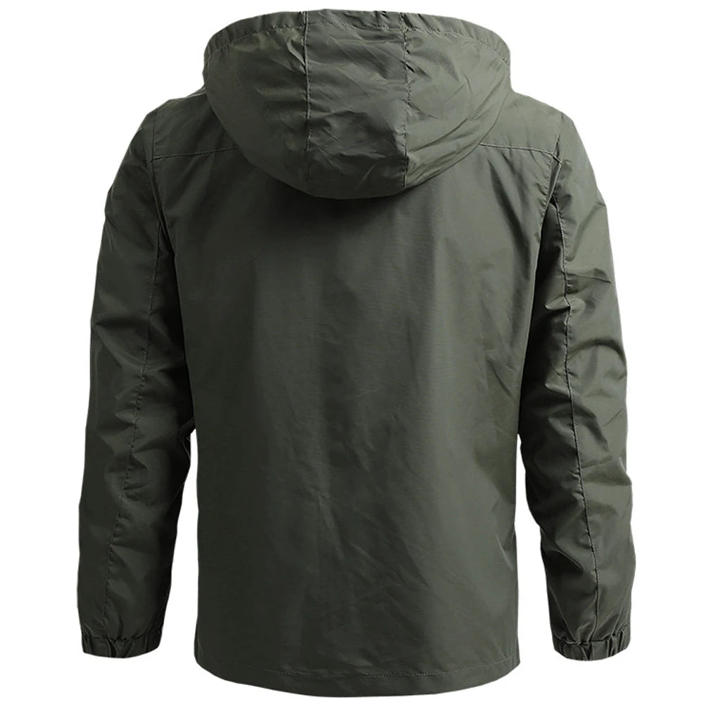 Men's Tactical Windbreaker Jacket - Waterproof Hooded Lightweight Outdoor Coat
