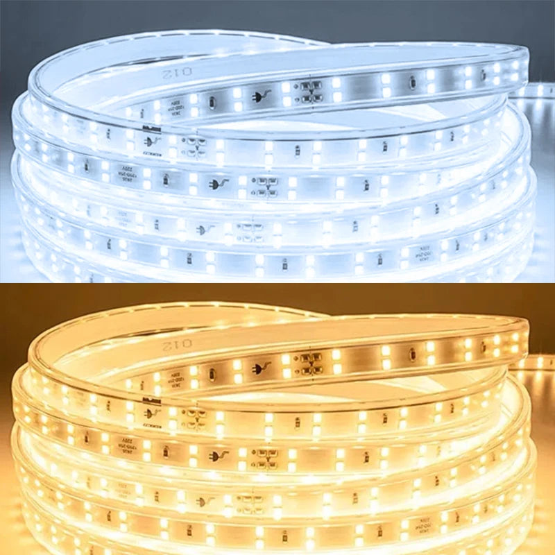 220V LED Strip 1-30m with EU Plug - Flexible Waterproof LED Tape IP65 for Home, Kitchen, Outdoor & Garden Lighting
