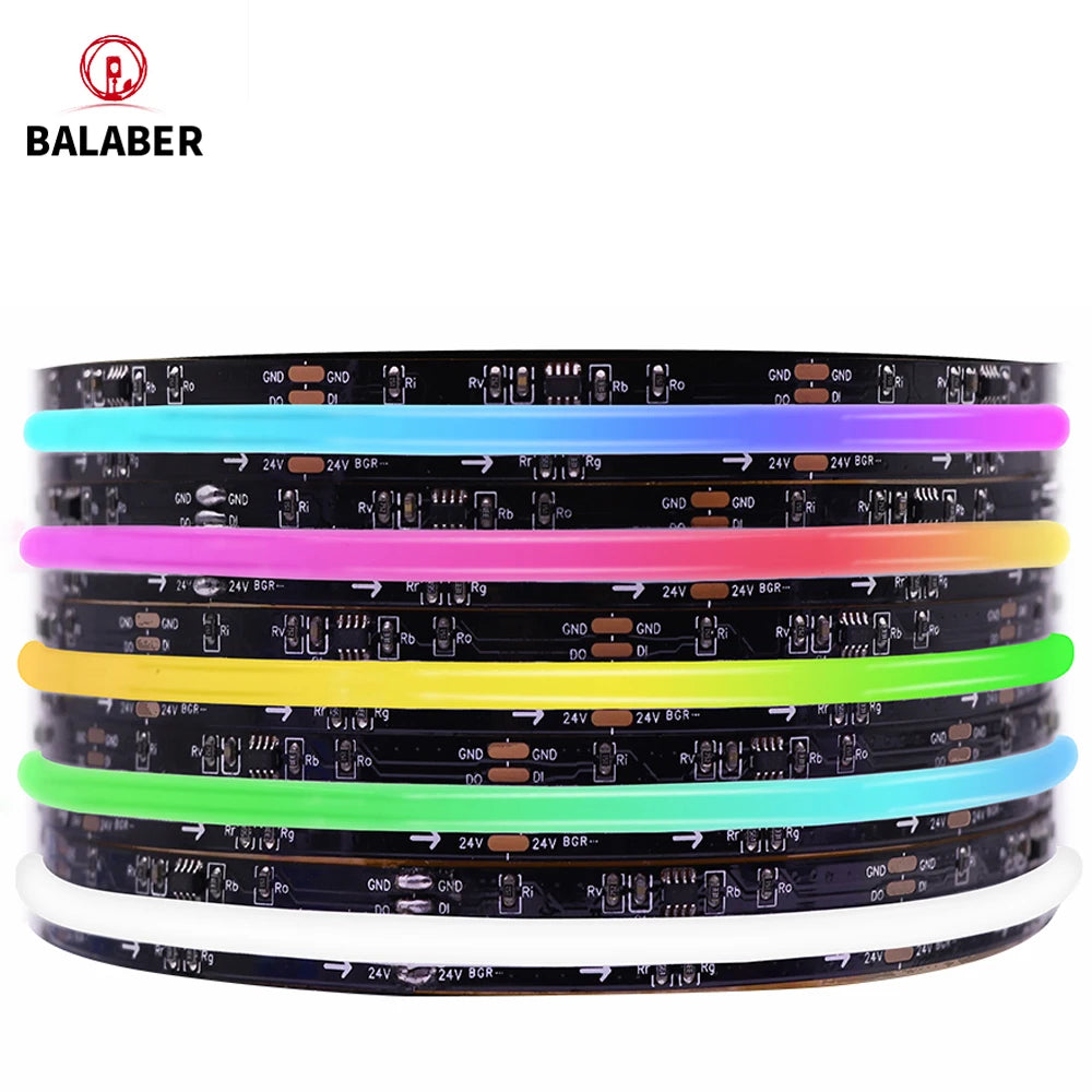 COB SPI Addressable RGB LED Strip — 360/480/576/720 LEDs, 5V/12V/24V Low-Voltage Digital Light Strip