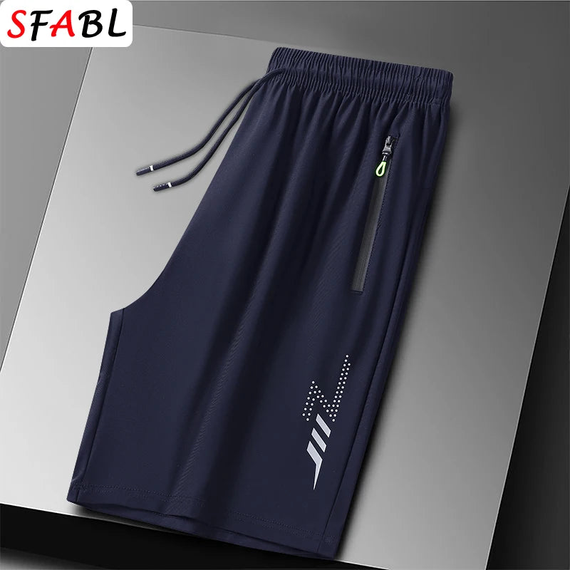 Men's Quick-Dry Athletic Shorts - Breathable Running and Gym Board Shorts with Zipper Pockets