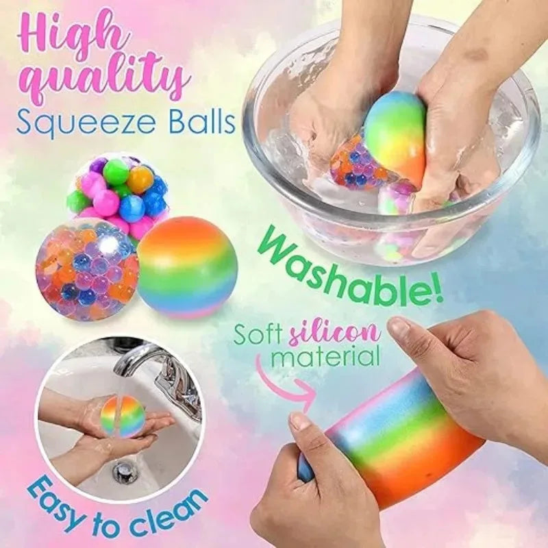 Rainbow 6-Pack Mini Squeeze Stress Balls for Kids & Adults view 4