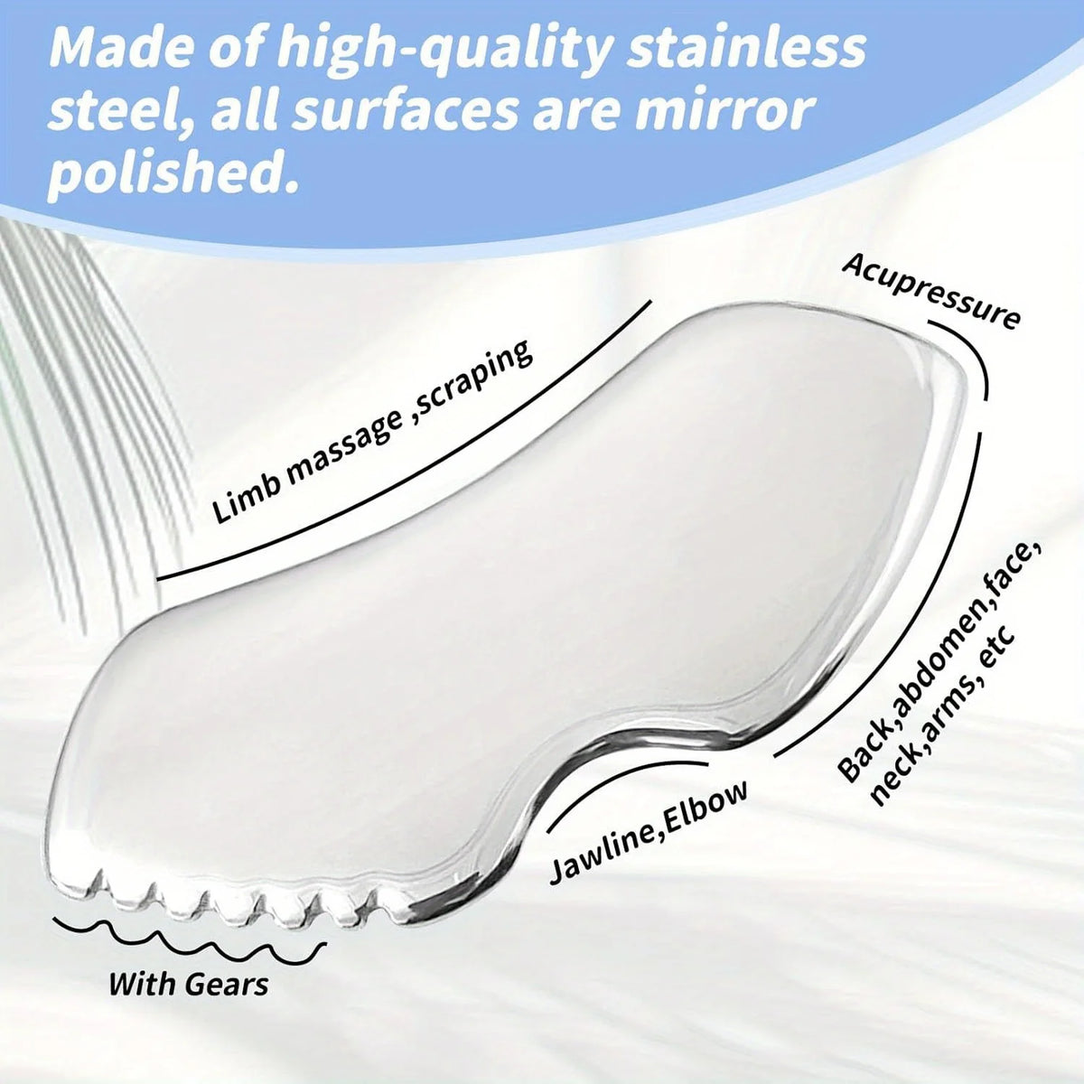 Stainless Steel Gua Sha Facial Tool – Metal Guasha Board for Jawline Sculpting & Lymphatic Massage