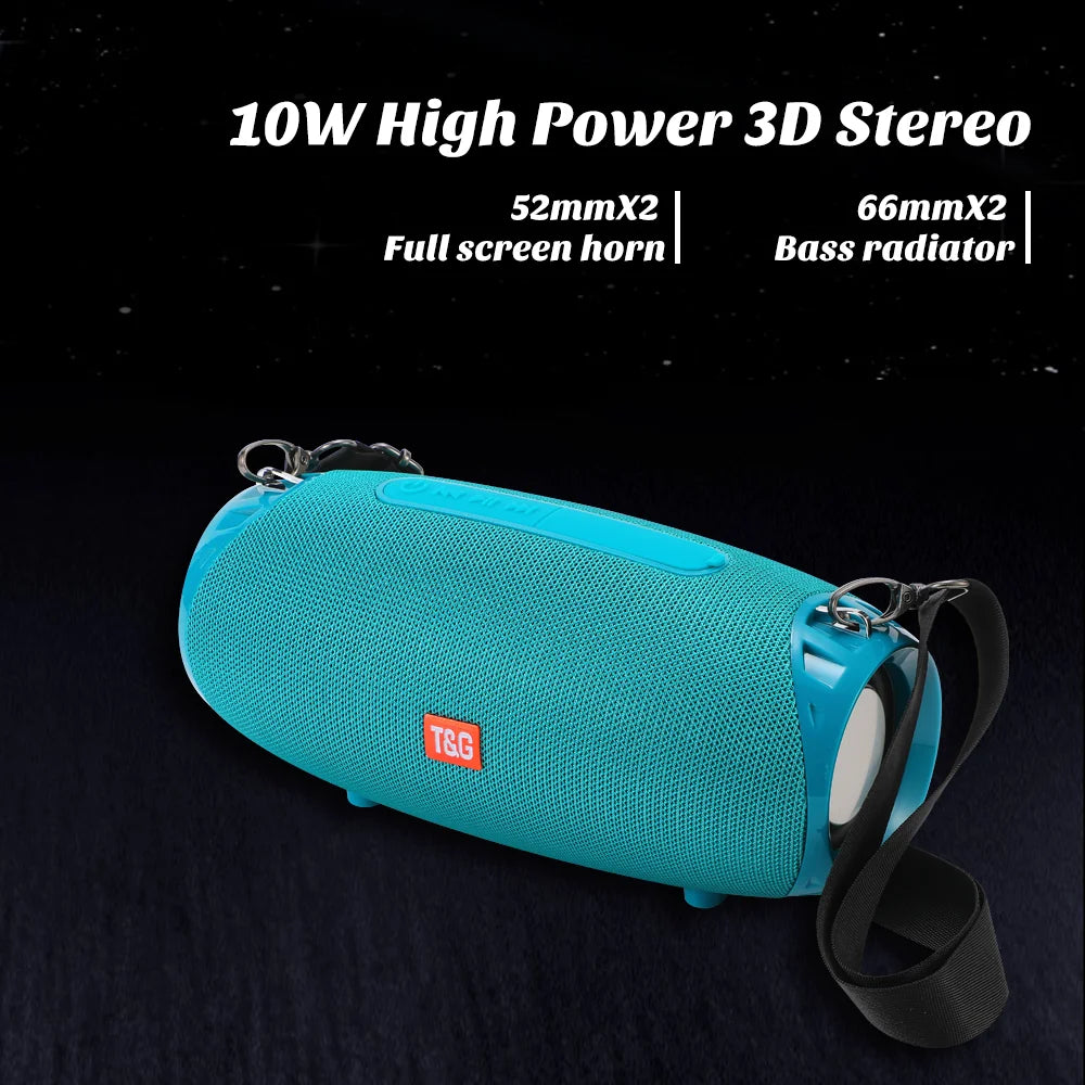 Portable Bluetooth Speaker 10W (5W x2) Bluetooth 5.3 FM Radio TF/USB/AUX Rechargeable Waterproof