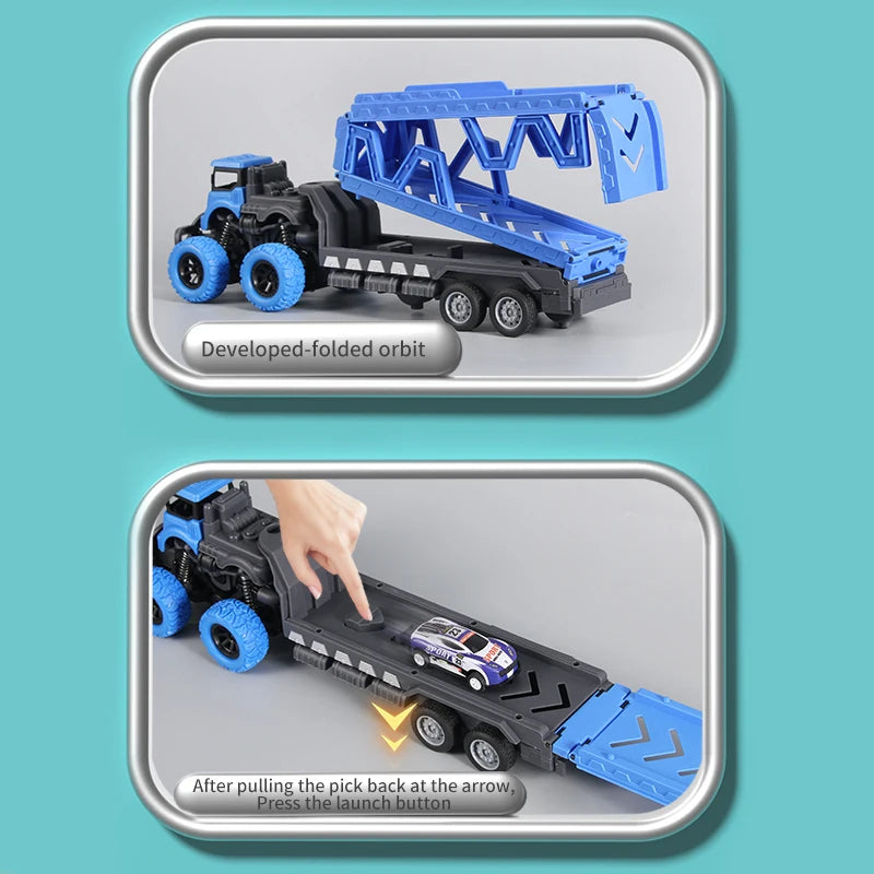 Transforming Rail Car Folding Container Truck Toy – Transporter Playset for Kids Gift
