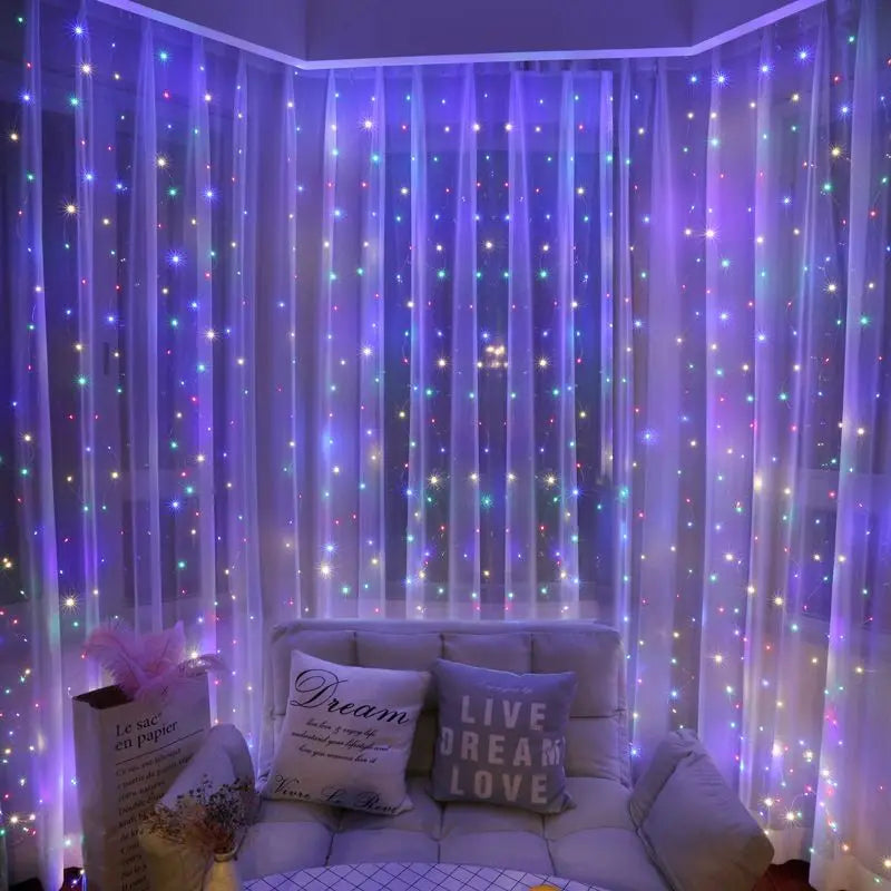 USB LED Curtain Fairy Lights with Remote, Window String Lights for Christmas, Wedding & Bedroom (Multiple Sizes, 5V USB)