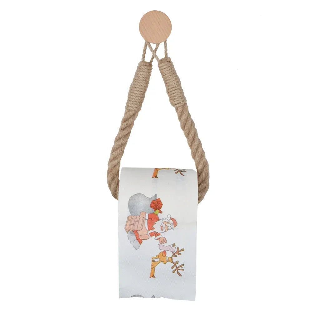 Nail-Free No-Drill Rope Paper Towel & Toilet Roll Holder - Wall-Mounted Towel Rack and Tissue Hook