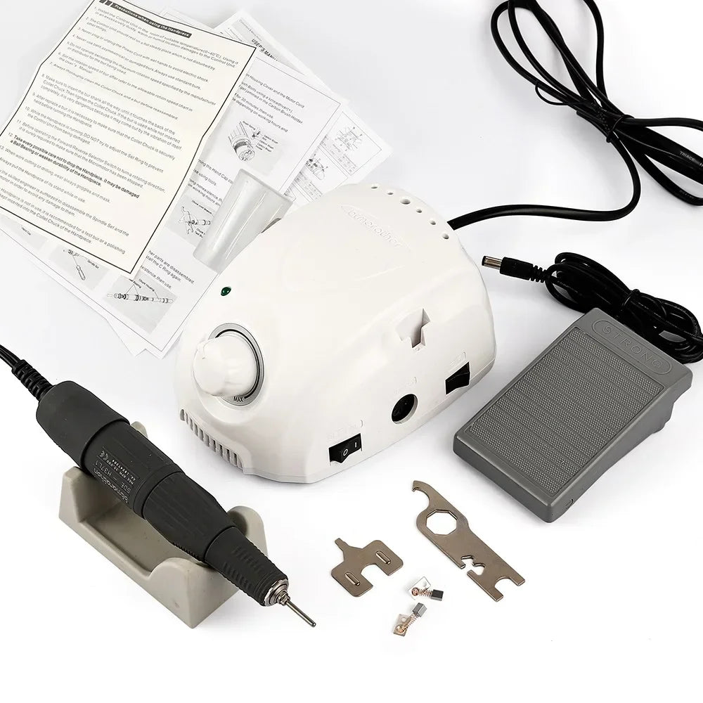 Electric Nail Drill 35000 RPM Professional Manicure & Pedicure Polisher Kit 65W with Handpiece and Foot Pedal