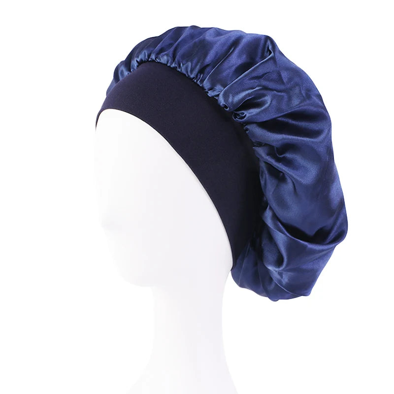 Women's Satin Wide-Brim Sleep Bonnet – Elastic Hair Care Night Cap, One Size