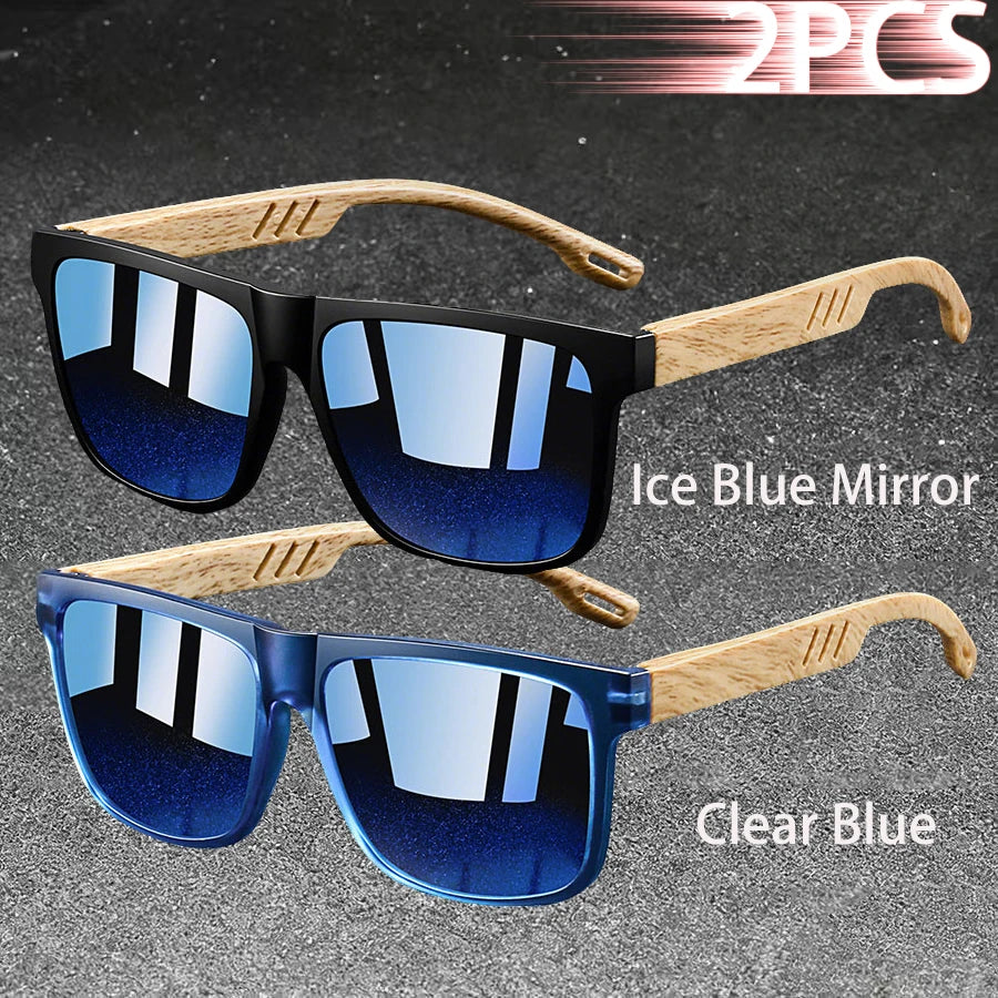 Vintage Square Frame Sunglasses for Men & Women - UV400 Mirror Lens Unisex Driving & Fishing Eyewear
