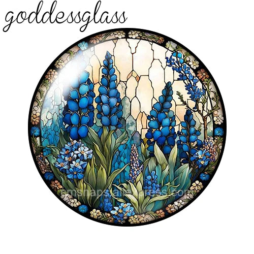 10-Pack Round Glass Photo Cabochons (12/18/20/25mm) Floral Flat Back for Jewelry Making