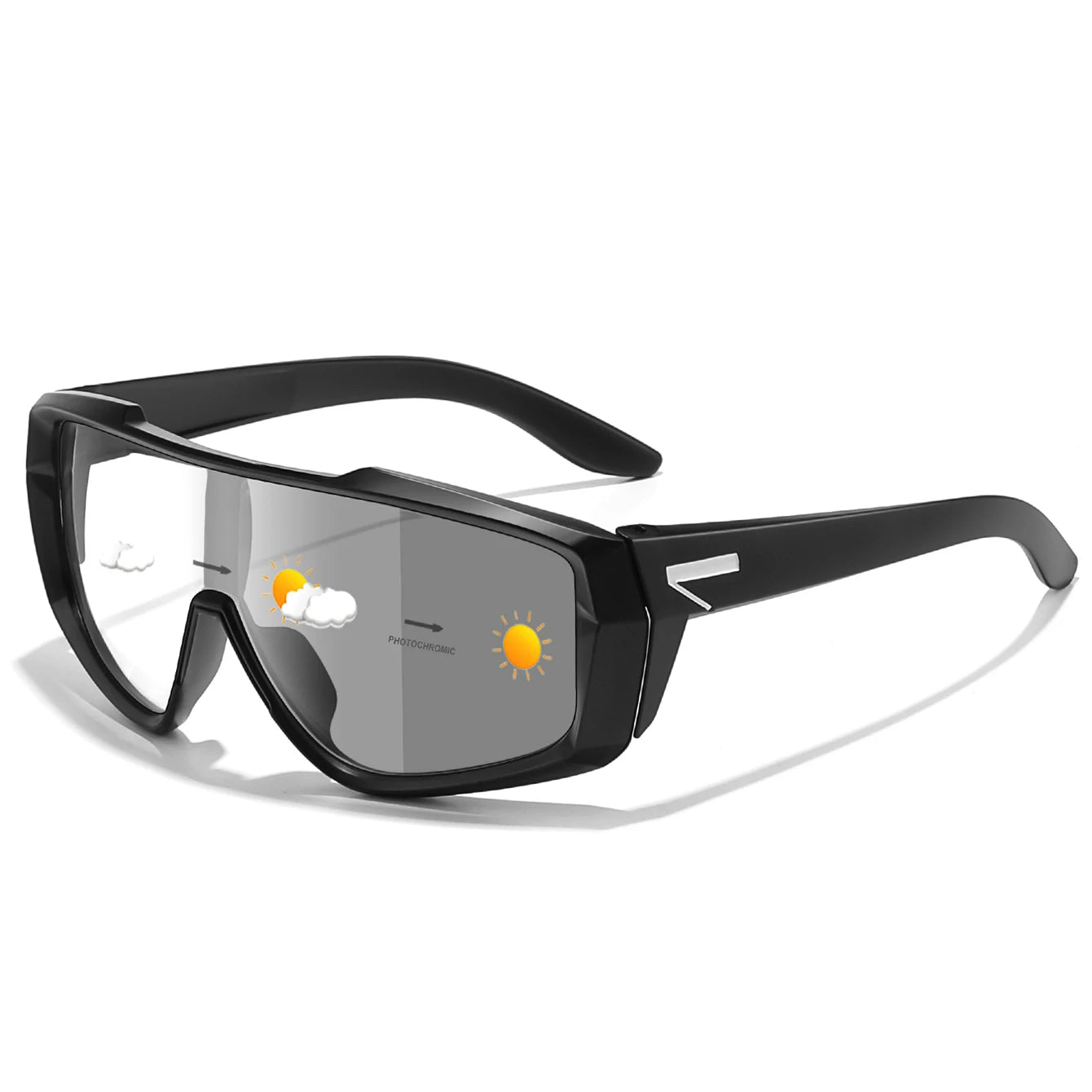 Unisex Photochromic Road Bike Sunglasses - Polycarbonate Lenses, 142 mm (5.6 in) W x 58 mm (2.3 in) H