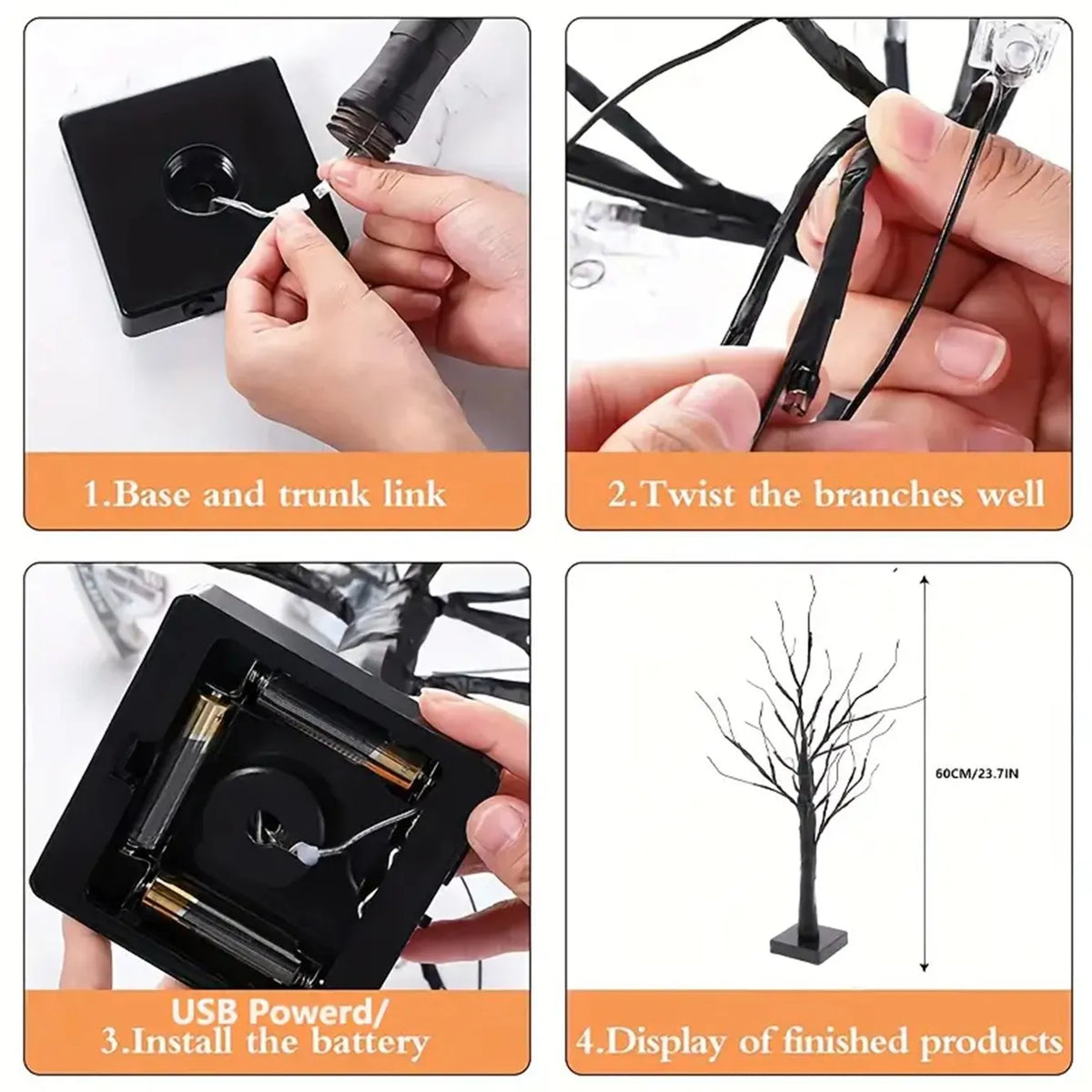 24-LED Birch Tree Light with Adjustable Branches – Battery-Powered LED Tree Lamp for Bedroom, Party, Outdoor & Christmas Decor